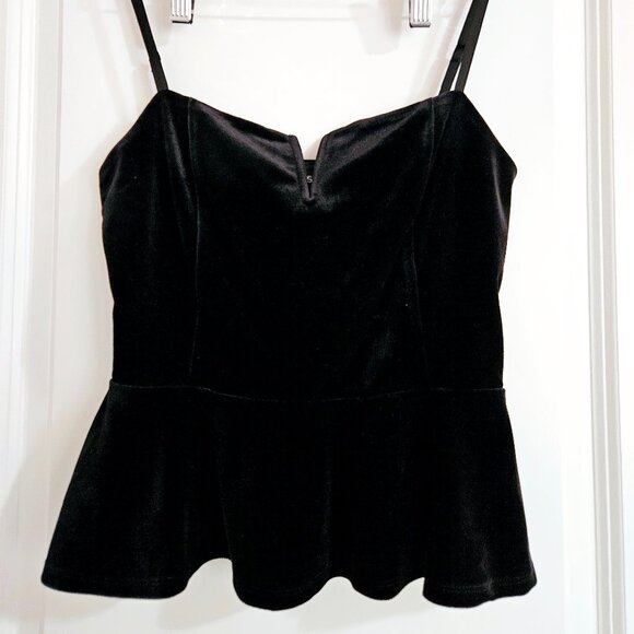 Express Black Crushed Velvet Tank - Picture 1 of 4